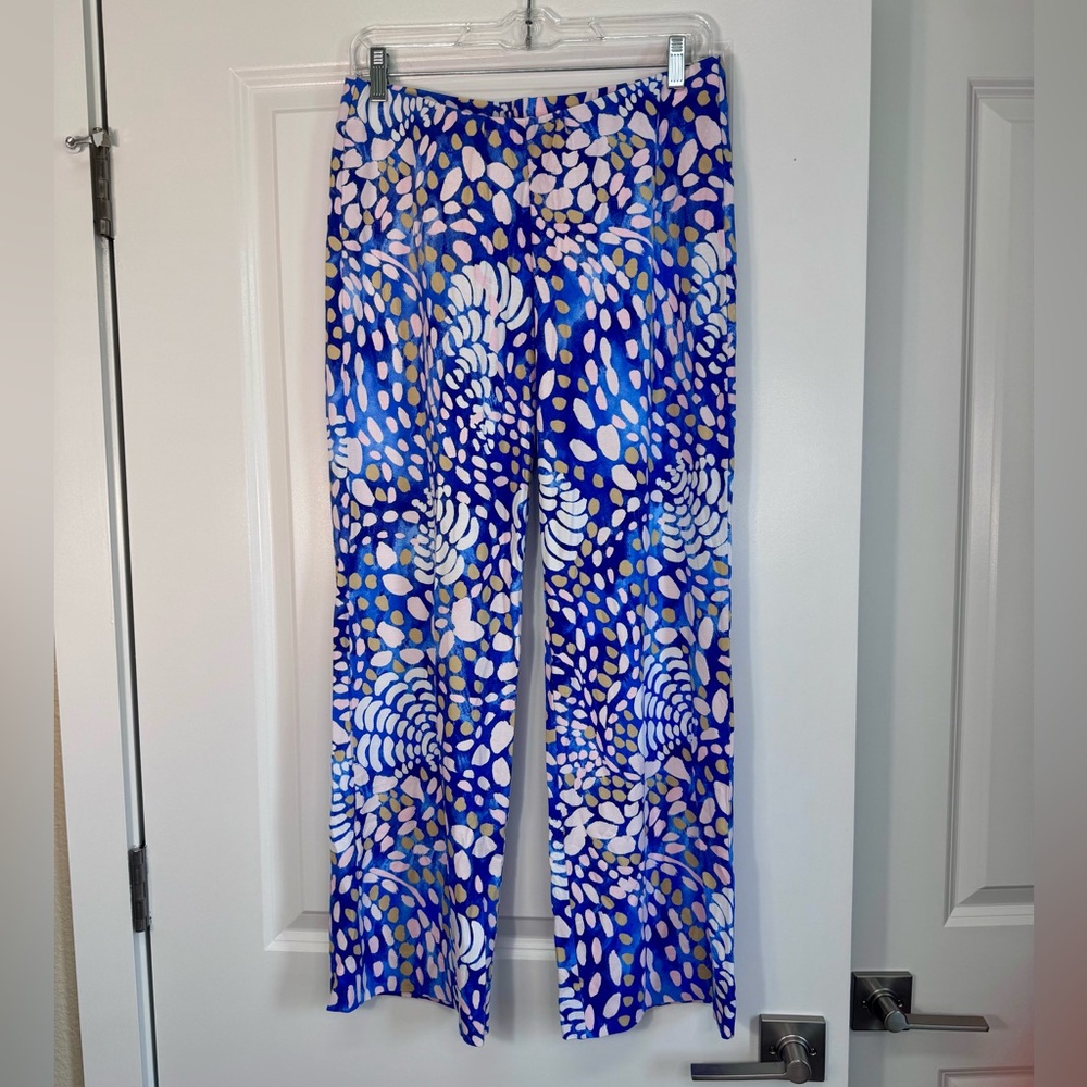 Lilly Pulitzer Vibrant Blue and White Wide Leg Pants